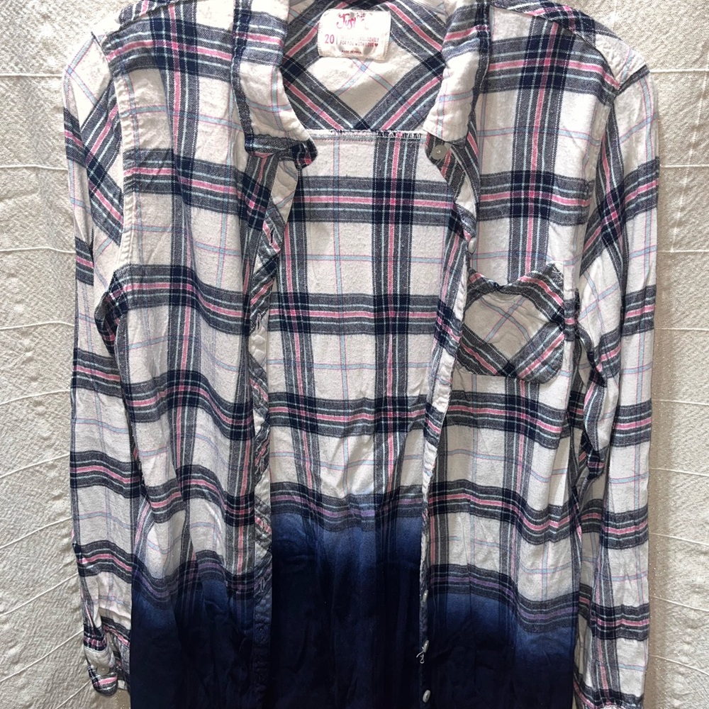 Justice Men's Plaid Shirt with Blue Gradient